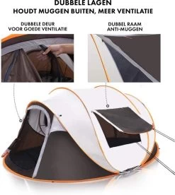 Fly Lab Luxe Pop Up Tent - Kampeer Tent - Grijs/Oranje - 4 Persoons 13 Fly Lab Luxe Pop Up Tent - Kampeer Tent - Grijs/Oranje - 4 Persoons -Buiten Reizen Winkel 1072x1200
