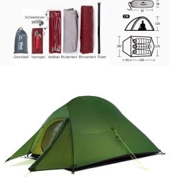 Cloud Up 3 Upgraded - Naturehike® - Tent 3 Persoons - Lichtgewicht Tent - Incl. Grondzeil - 20D 4000MM - Outdoor Kampeertent - Waterdicht - Hiking & Wandelen -Buiten Reizen Winkel 1147x1200