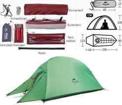 Cloud Up 1 Upgraded - Naturehike® - 1 Persoons Tent - Lichtgewicht Tent - Incl. Grondzeil - 210T 3000mm - Outdoor - Waterdicht - Hiking & Wandelen -Buiten Reizen Winkel 1200x1038