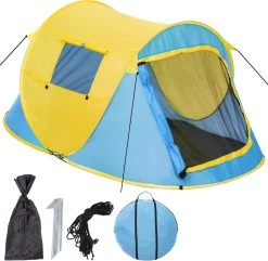 Pop Up Tent Waterkolom 1500 Mm/Cm² - Blauw - 2 Persoons