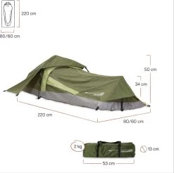 Where Tomorrow Solo Tent 220X80X50 Cm - Groen - 1 Persoons -Buiten Reizen Winkel 1200x1195