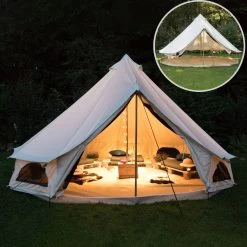 Skandika Tipii 400 Canvas Tent – Tipi-tenten – 8 Persoons Familietent - Campingtent – Muggengaas – 250 Cm Stahoogte – 400 Cm Diameter – 4000 Mm Waterkolom – Indische Tent, Partytent, Festivaltent – Outdoor, Camping, Tuin – Kamperen – Wit -Buiten Reizen Winkel 1200x1200 111