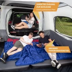 Skandika Pitea XL CROSS Tent – Koepeltenten - Autotent – Campingtent Voor SUV, Caddy, Auto, CUV - Voor Max. 4 Personen – Vrijstaand – Met/zonder Slaapcabine – Max. Stahoogte 230 Cm – 3000mm Waterkolom - 475 X 290 X 230 Cm (LxBxH) – Kamperen - Grijs -Buiten Reizen Winkel 1200x1200 122