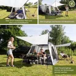 Skandika Pitea XL CROSS Tent – Koepeltenten - Autotent – Campingtent Voor SUV, Caddy, Auto, CUV - Voor Max. 4 Personen – Vrijstaand – Met/zonder Slaapcabine – Max. Stahoogte 230 Cm – 3000mm Waterkolom - 475 X 290 X 230 Cm (LxBxH) – Kamperen - Grijs -Buiten Reizen Winkel 1200x1200 124