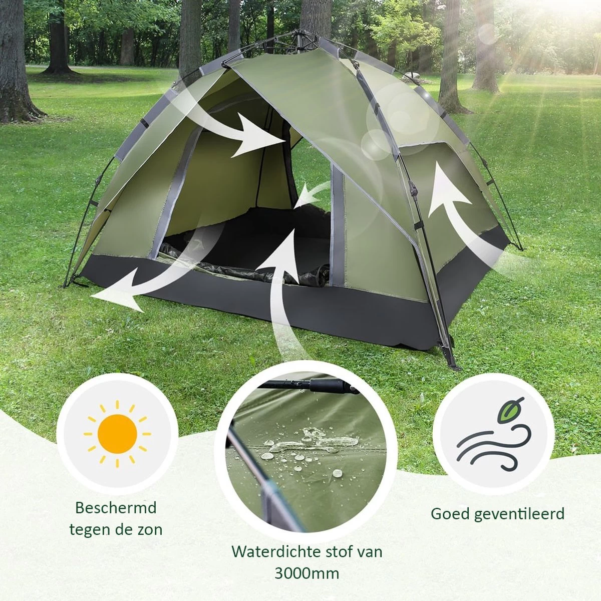 Sens Design Pop Up Tent - Tent - 2-3 Personen 6 Sens Design Pop Up Tent - Tent - 2-3 Personen - Afbeelding 6