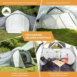Skandika Bern 4 Koepeltent - Koepeltent - Tenten - 4 Persoons Kampeertent Met Panoramisch Dakraam, 2 Slaapcabines, Grondzeil, 210 Cm Stahoogte, Waterdicht, 4000 Mm Waterkolom - Grote Outdoor Familie Tent, Kampeertent - Grijs -Buiten Reizen Winkel 1200x1200 134