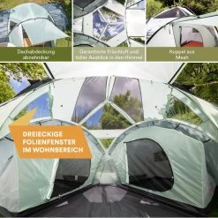 Skandika Bern 4 Koepeltent - Koepeltent - Tenten - 4 Persoons Kampeertent Met Panoramisch Dakraam, 2 Slaapcabines, Grondzeil, 210 Cm Stahoogte, Waterdicht, 4000 Mm Waterkolom - Grote Outdoor Familie Tent, Kampeertent - Grijs -Buiten Reizen Winkel 1200x1200 135