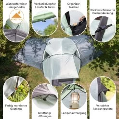 Skandika Bern 4 Koepeltent - Koepeltent - Tenten - 4 Persoons Kampeertent Met Panoramisch Dakraam, 2 Slaapcabines, Grondzeil, 210 Cm Stahoogte, Waterdicht, 4000 Mm Waterkolom - Grote Outdoor Familie Tent, Kampeertent - Grijs -Buiten Reizen Winkel 1200x1200 137