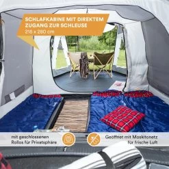 Skandika Pitea XL UP Tent – Koepeltenten - Autotent – 4 Persoons Campingtent Voor SUV, Caddy, Auto, CUV – Vrijstaand – Met/zonder Slaapcabine – Max. Stahoogte 200 Cm – Waterdicht Met 3000mm Waterkolom - 515 X 300 X 200 Cm (LxBxH) – Kamperen - Grijs -Buiten Reizen Winkel 1200x1200 140