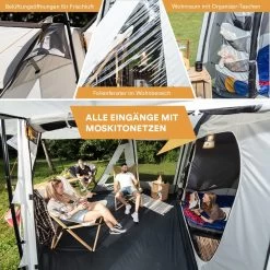 Skandika Pitea XL UP Tent – Koepeltenten - Autotent – 4 Persoons Campingtent Voor SUV, Caddy, Auto, CUV – Vrijstaand – Met/zonder Slaapcabine – Max. Stahoogte 200 Cm – Waterdicht Met 3000mm Waterkolom - 515 X 300 X 200 Cm (LxBxH) – Kamperen - Grijs -Buiten Reizen Winkel 1200x1200 144