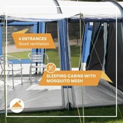 Skandika Montana 8 Tent – Tunneltenten – 8 Persoons Tent – Campingtent – 200 Cm Stahoogte – 2-4 Slaapcabines - Muggengaas – Familietent – 4 Ingangen – 700 X 310 X 200 Cm (L X B X H) - 5000 Mm Waterkolom – Outdoor, Camping – Kamperen – Blauw 11 Skandika Montana 8 Tent – Tunneltenten – 8 Persoons Tent – Campingtent – 200 Cm Stahoogte – 2-4 Slaapcabines - Muggengaas – Familietent – 4 Ingangen – 700 X 310 X 200 Cm (L X B X H) - 5000 Mm Waterkolom – Outdoor, Camping – Kamperen – Blauw -Buiten Reizen Winkel 1200x1200 168