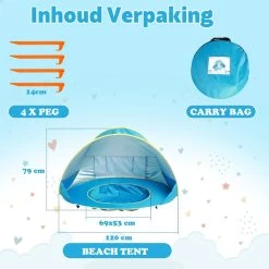 Seidon Strandtent Baby - Pop Up Tent - UV Bescherming - Baby En Kind - Waterdicht - Zwembadje - UV Bescherming -Buiten Reizen Winkel 1200x1200 19