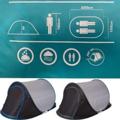 JEMIDI Tweepersoons Pop-up Tent - Opgooitent, Werptent Voor 2 Personen - Ideaal Als Festivaltent Of Kampeertent - Verschillende Kleuren -Buiten Reizen Winkel 1200x1200 43