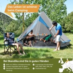 Skandika Tipii II Tent – Tipi-tenten – Teepee – 8 Persoons Campingtent – Muggengaas – 250 Cm Stahoogte – Uitneembare Tentvloer – 3000 Mm Waterkolom – Indische Tent, Partytent, Festivaltent – Outdoor, Camping, Tuin – Kamperen – Grijs/turquoise -Buiten Reizen Winkel 1200x1200 85