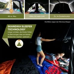 Skandika Nimbus Sleeper 12 Tent – Koepeltenten – 12 Persoons Familietent - Campingtent – Muggengaas – Sleeper Technology (3 Extra Donkere Slaapcabines) – 760 X 630 X 215 Cm (LxBxH) – 5000 Mm Waterkolom – Camping, Tuin – Kamperen – Blauw/wit -Buiten Reizen Winkel 1200x1200 92