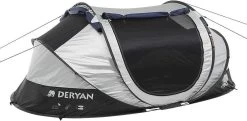 Deryan Cocoon Pop Up Tent - Slaapzak - Luchtbed - Luchtpomp - 4 Persoons - Zilver -Buiten Reizen Winkel 1200x588 2