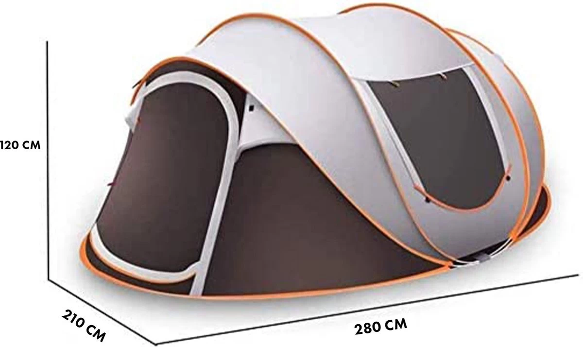 Fly Lab Luxe Pop Up Tent - Kampeer Tent - Grijs/Oranje - 4 Persoons 11 Fly Lab Luxe Pop Up Tent - Kampeer Tent - Grijs/Oranje - 4 Persoons - Afbeelding 11