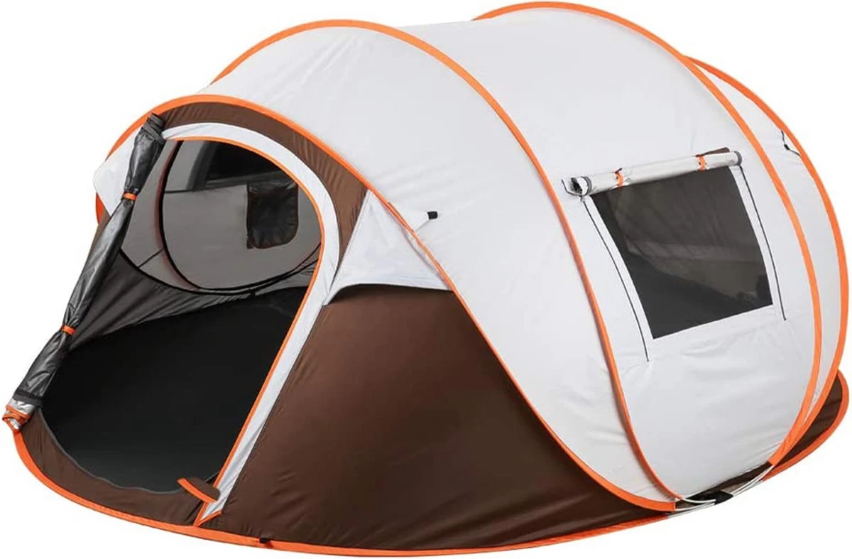 Fly Lab Luxe Pop Up Tent - Kampeer Tent - Grijs/Oranje - 4 Persoons 1 Fly Lab Luxe Pop Up Tent - Kampeer Tent - Grijs/Oranje - 4 Persoons