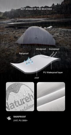 Cloud Up 1 Upgraded - Naturehike® - 1 Persoons Tent - Lichtgewicht Tent - Incl. Grondzeil - 210T 3000mm - Outdoor - Waterdicht - Hiking & Wandelen -Buiten Reizen Winkel 637x1200