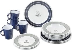 Brunner Dinner Service Schotelset 16 Stuks, Blauw/grijs