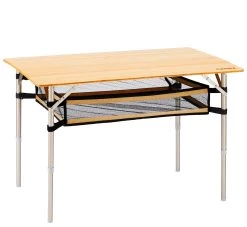 CAMPZ Bamboe Tafel 100x65x65cm Met Opbergnet, Bruin