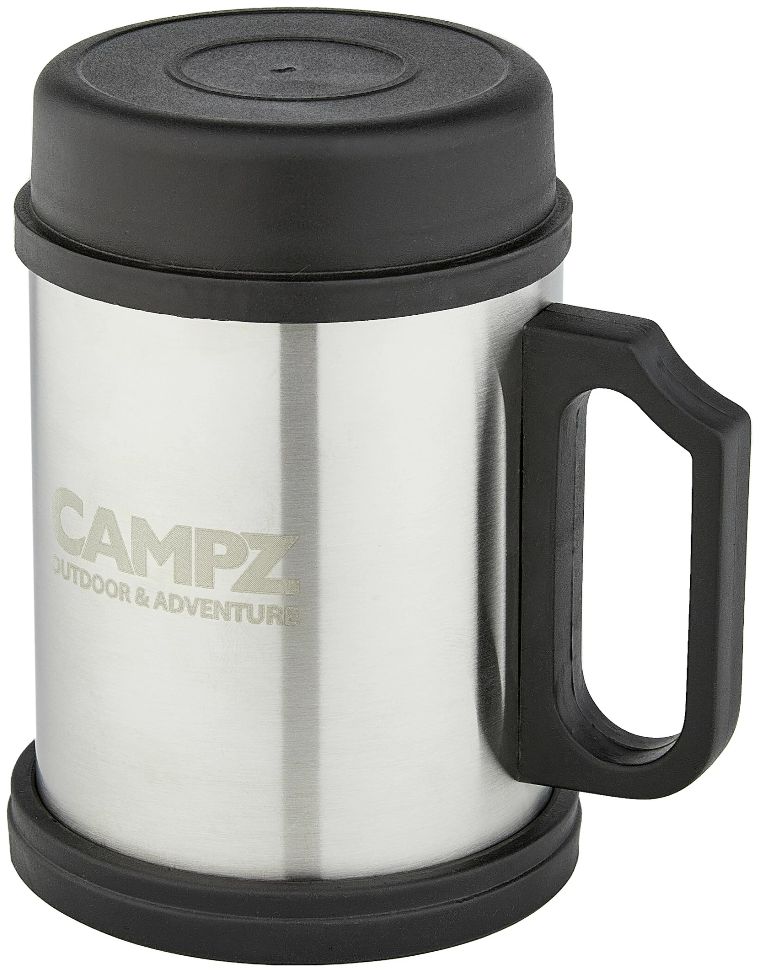CAMPZ Thermo Mok Staal 400ml, Zilver/zwart 1 CAMPZ Thermo Mok Staal 400ml, Zilver/zwart