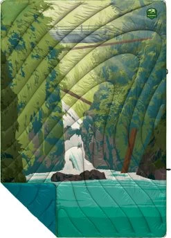 Rumpl Original Puffy Printed Deken 1 Persoon, Groen