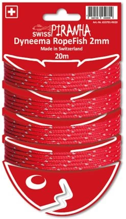 SwissPiranha RopeFish Dyneema Tent Strap 20m X 2mm, Rood